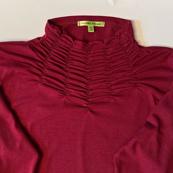 BEAUTIFUL Ruched Neck Burgandy Long Sleeve Top PMedium - Picture 4 of 8